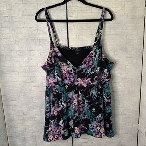 Torrid sleeveless blouse floral fitted Lacey top, bohemian feminine plus size